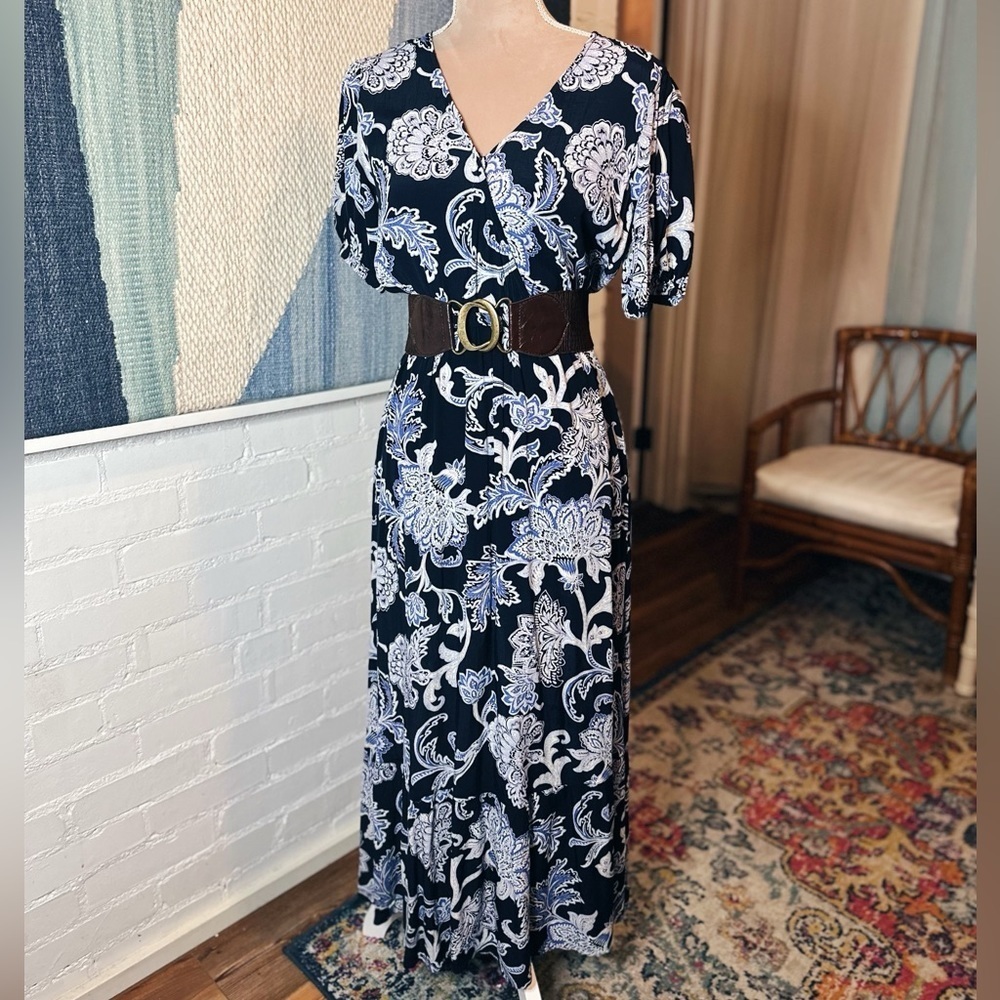 Fat Face Blue Palace Maxi Dress with Wrap Top Detail